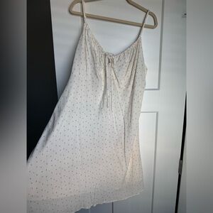 White sundress with blue flowers